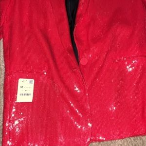 Zara Red Sequin Blazer